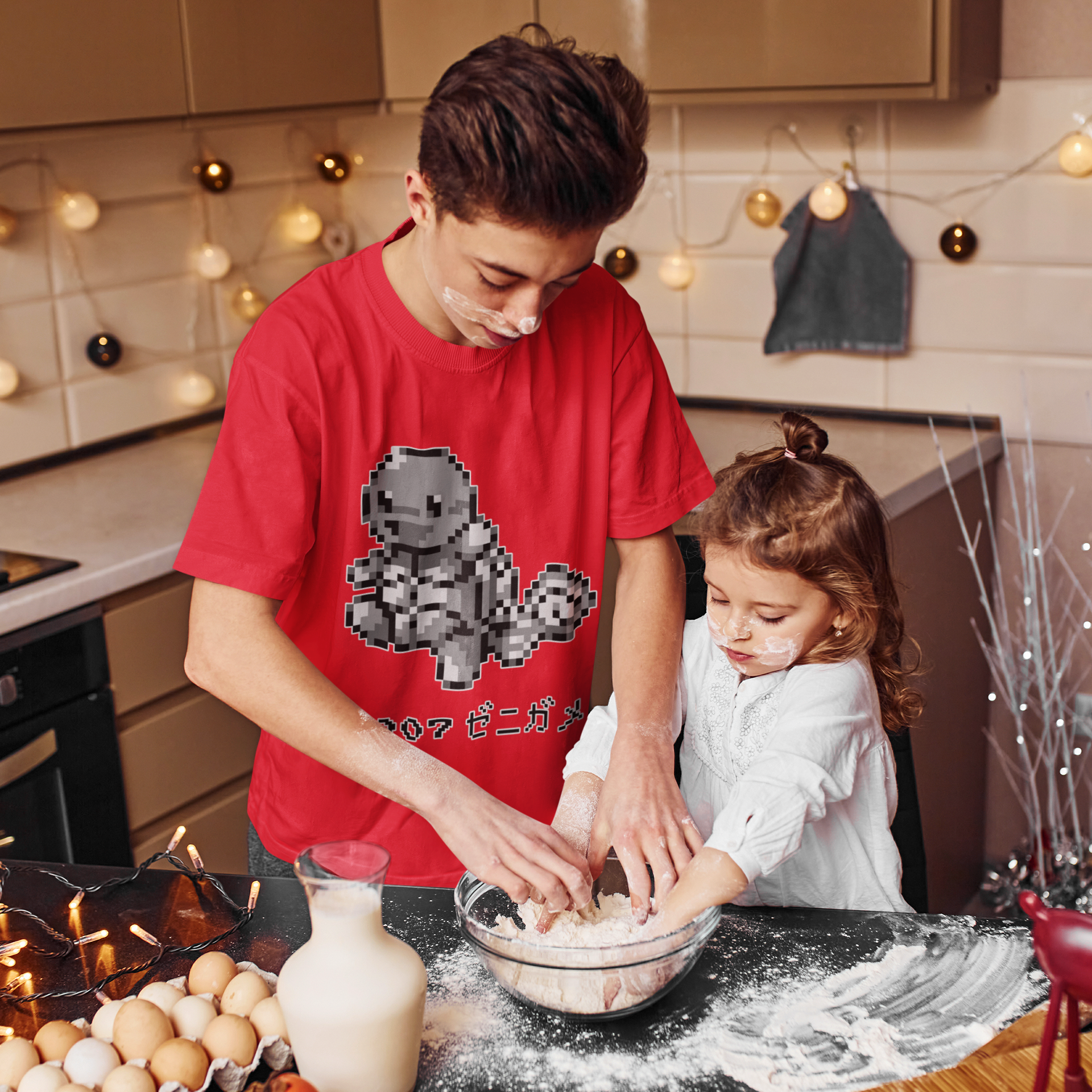 Red & Blue Sprites - PKMN003 - Playera Juvenil Cuello Redondo (8 - 14 años)