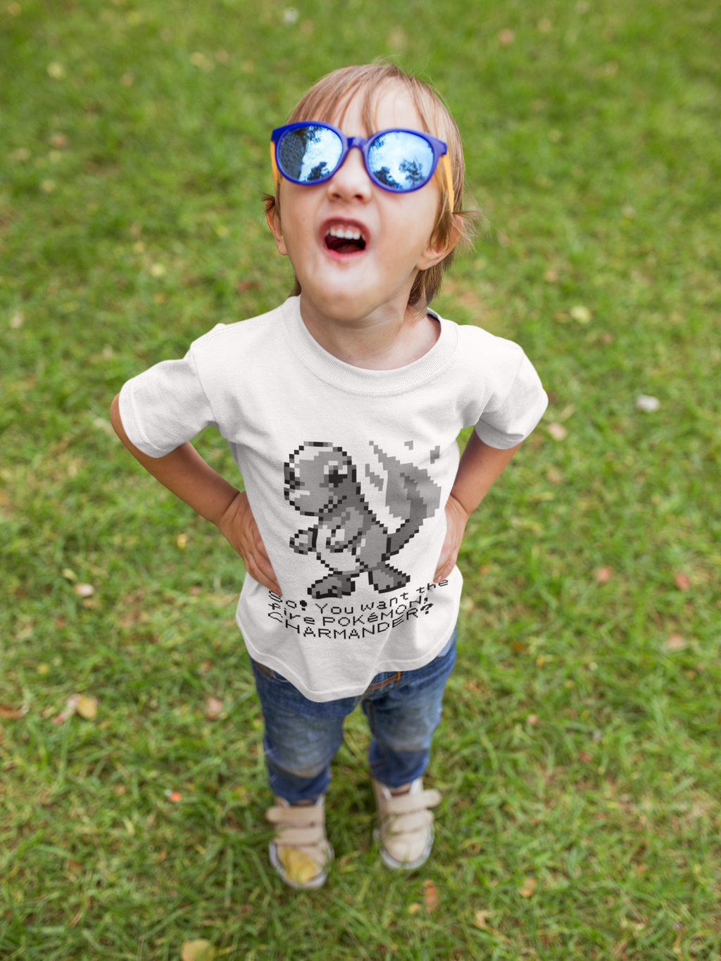 Red & Blue Sprites - So! - PKMN018 - Playera Infantil Cuello Redondo (4 - 7 años)