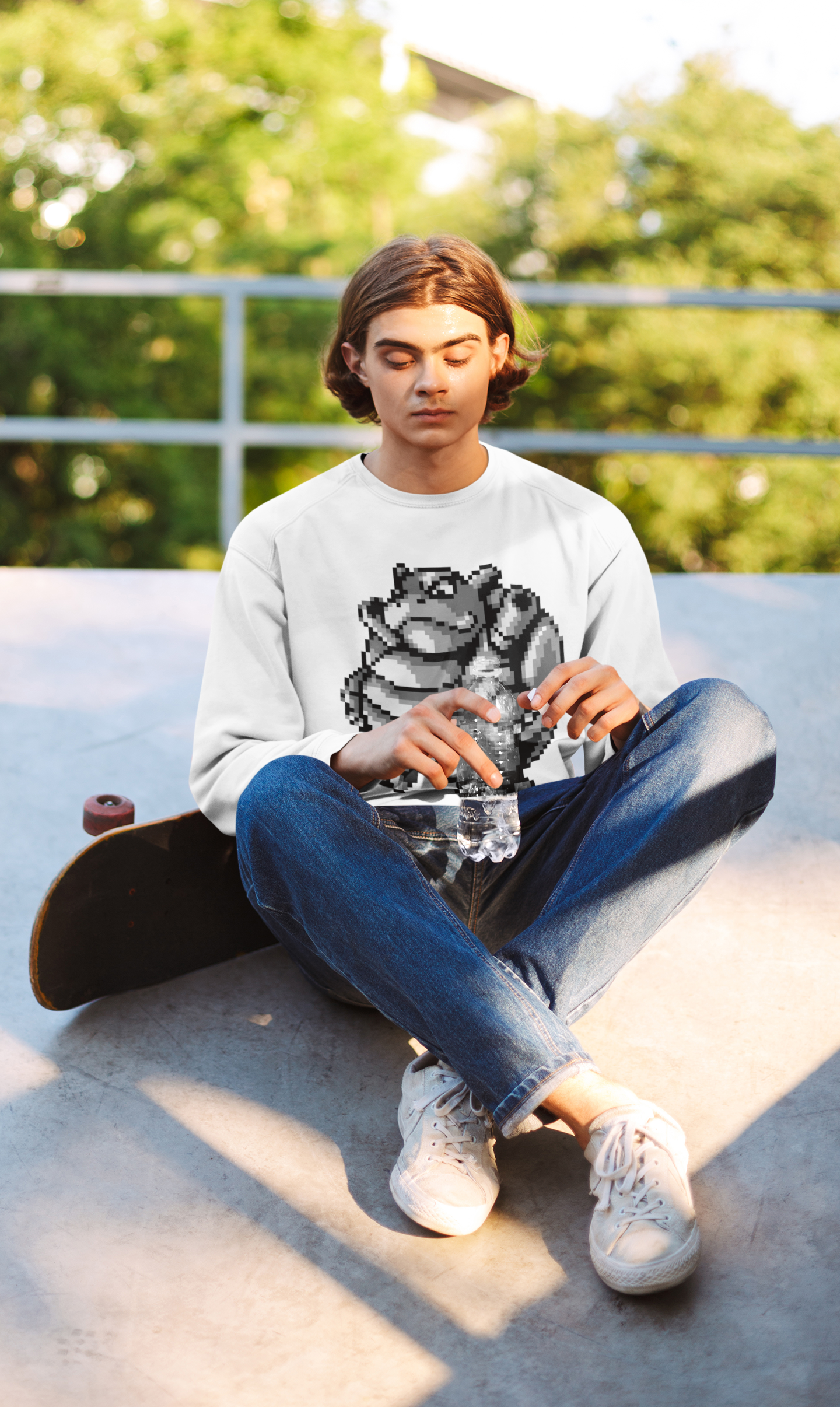 Red & Blue Sprites - PKMN011 - Sudadera Juvenil Cuello Redondo (8 - 14 años)