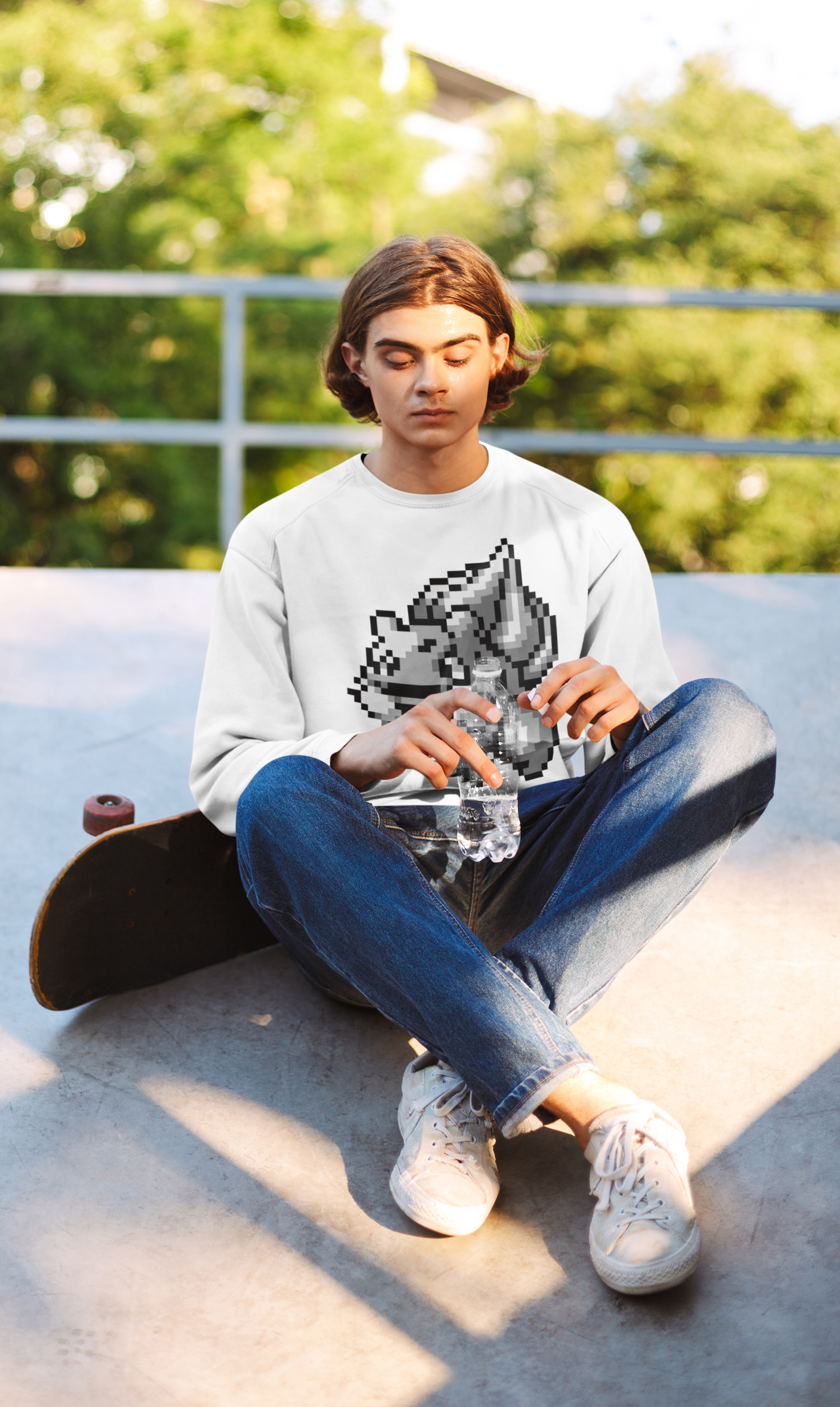 Red & Blue Sprites - PKMN004 - Sudadera Juvenil Cuello Redondo (8 - 14 años)