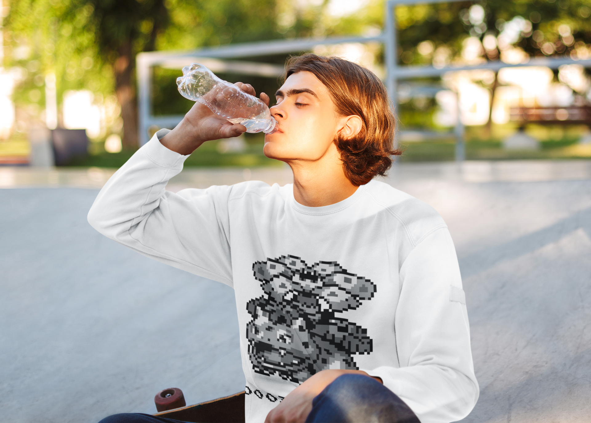 Red & Blue Sprites - PKMN008 - Sudadera Juvenil Cuello Redondo (8 - 14 años)