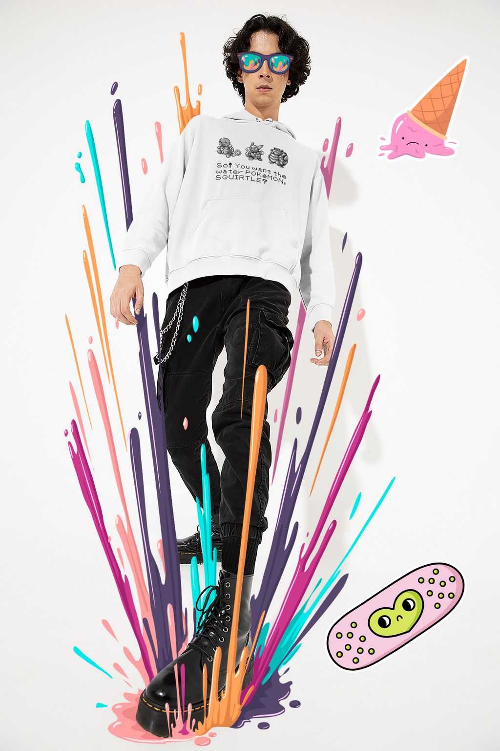 Red & Blue Sprites - So! - PKMN016 - Sudadera Juvenil con Capucha y Cangurera (8 - 14 años)