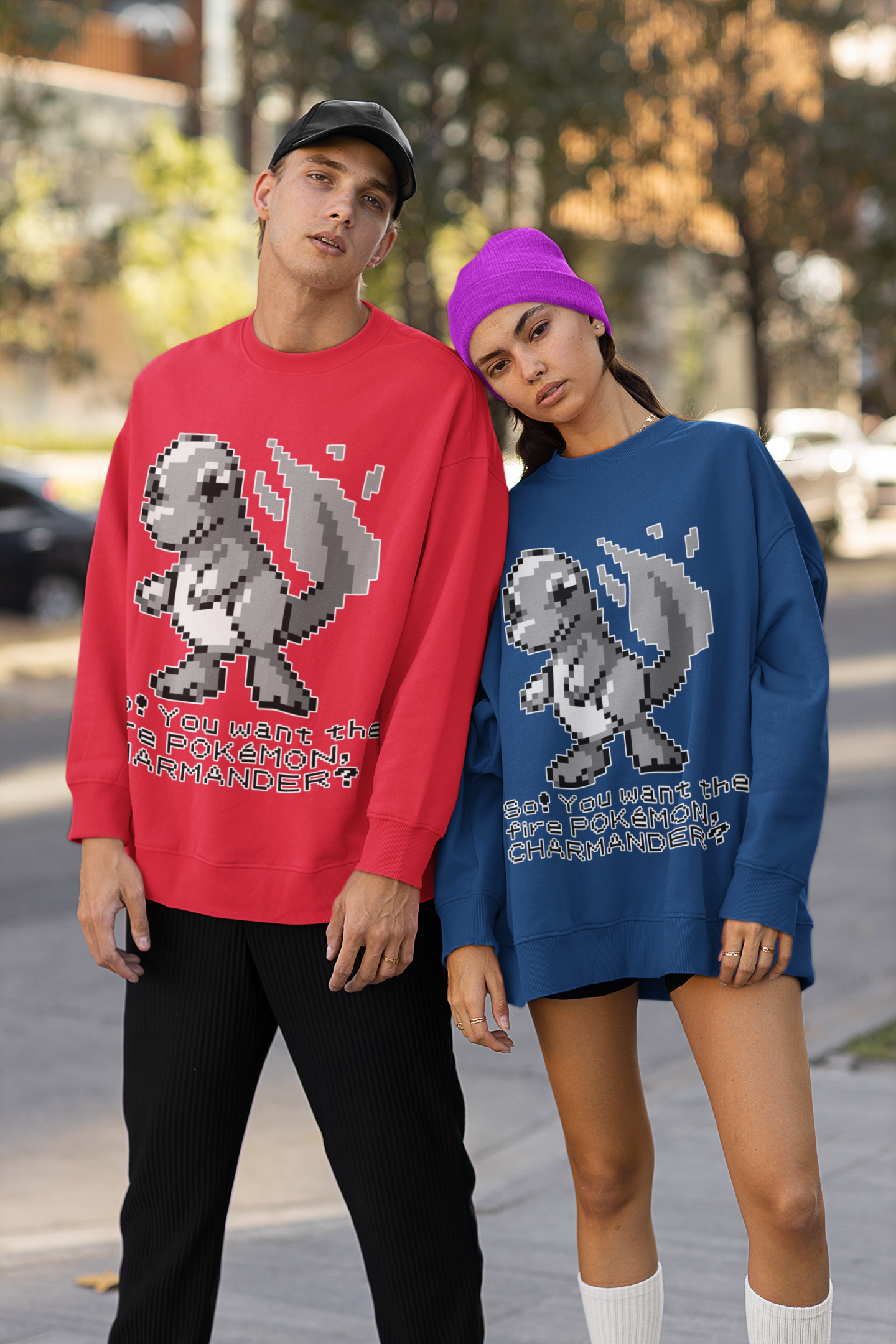 Red & Blue Sprites - So! - PKMN018 - Sudadera Cuello Redondo
