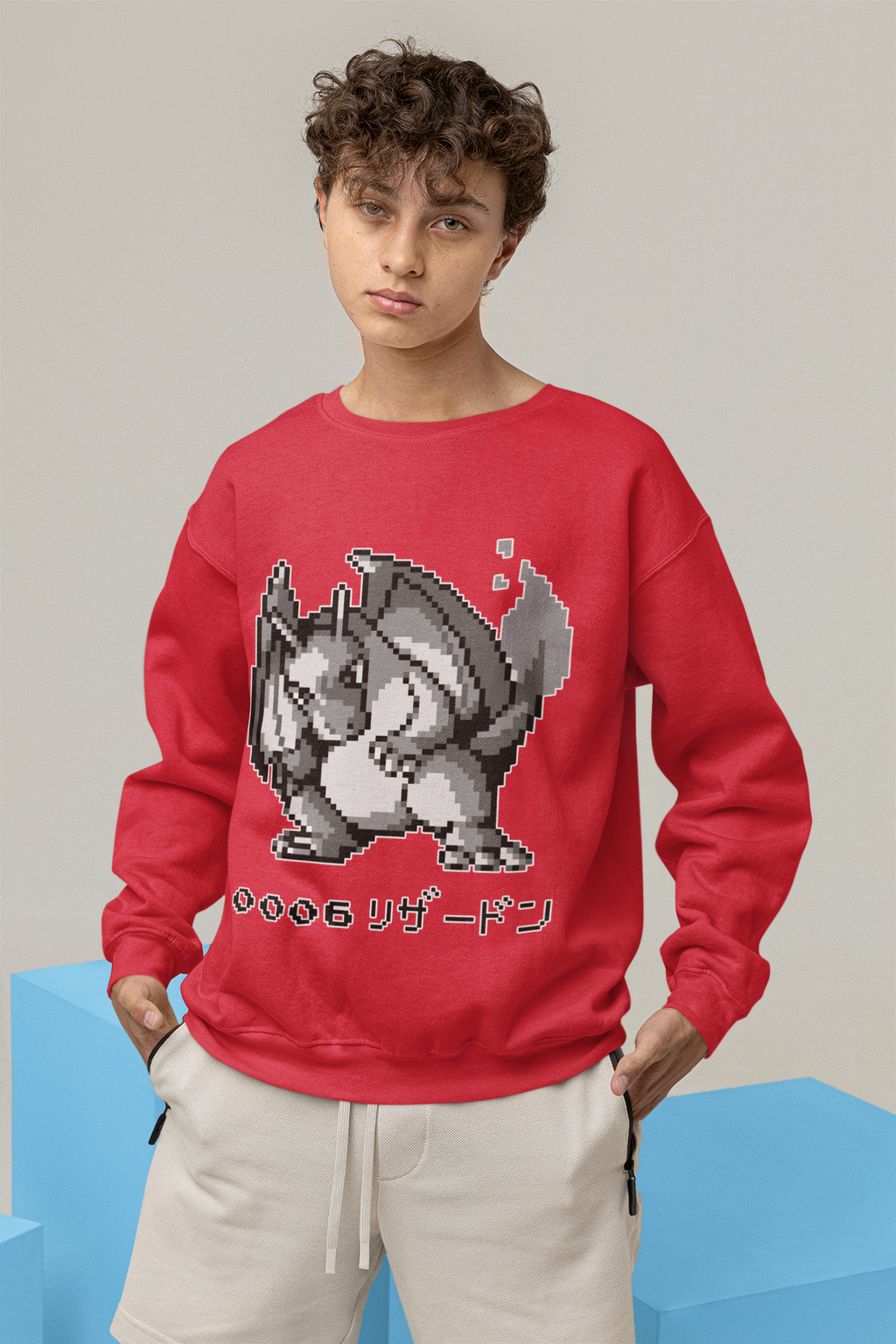 Red & Blue Sprites - PKMN009 - Sudadera Juvenil Cuello Redondo (8 - 14 años)