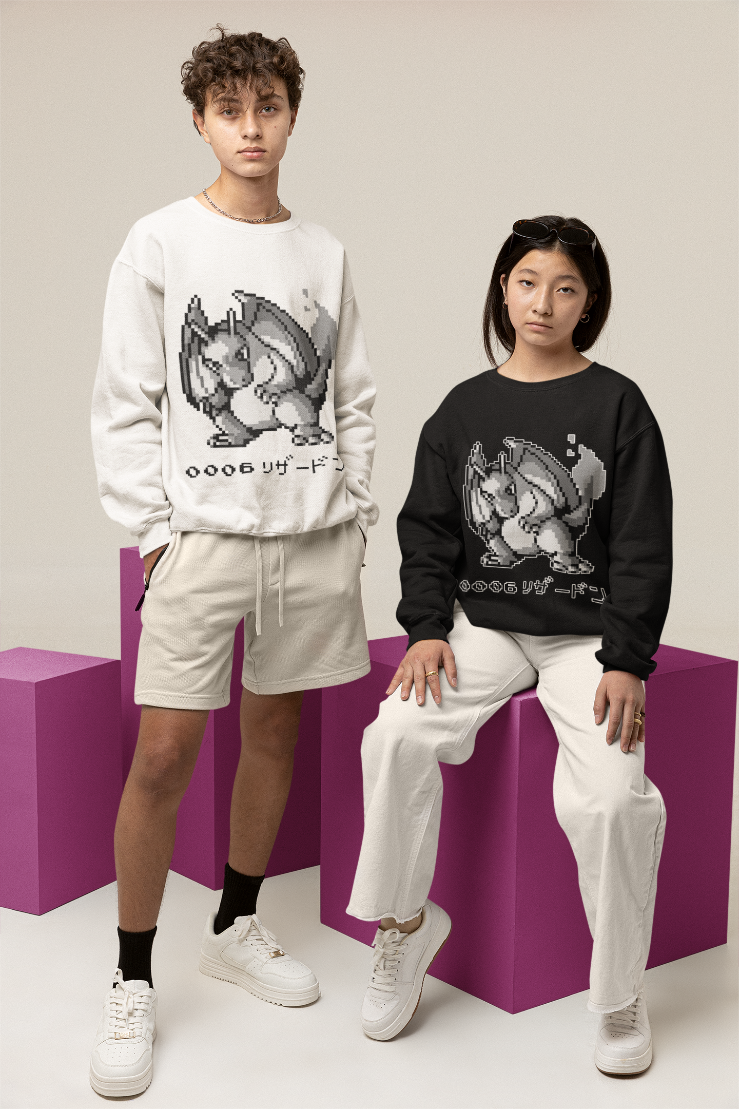 Red & Blue Sprites - PKMN009 - Sudadera Juvenil Cuello Redondo (8 - 14 años)