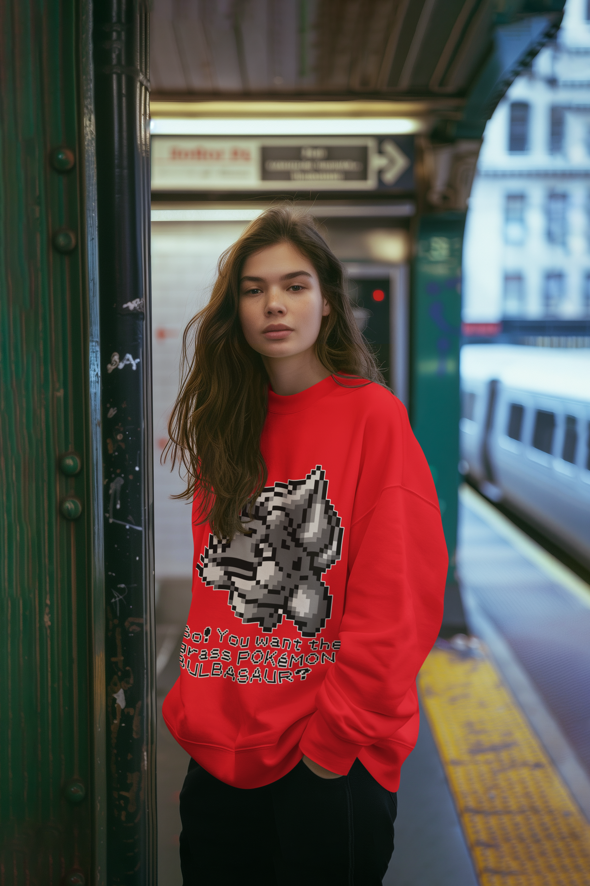 Red & Blue Sprites - So! - PKMN017 - Sudadera Juvenil Cuello Redondo (8 - 14 años)