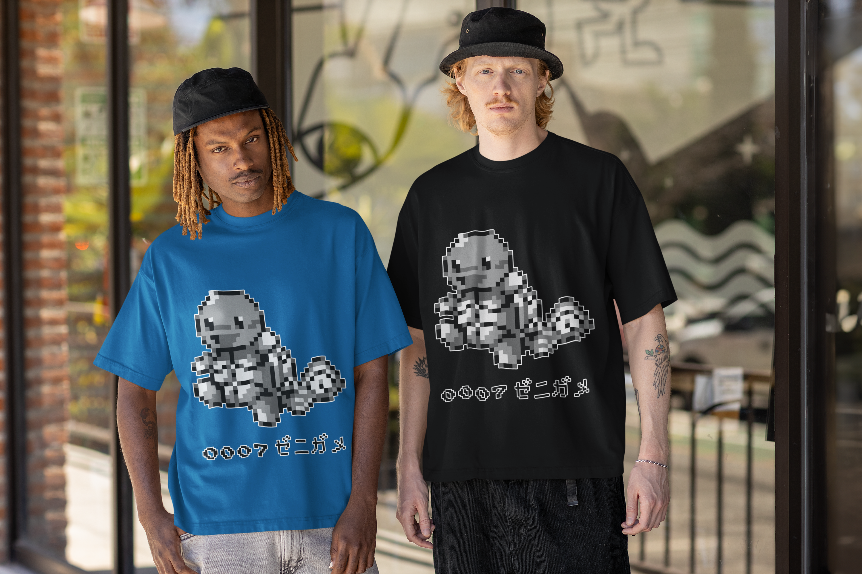 Red & Blue Sprites - PKMN003 - Playera Cuello Redondo