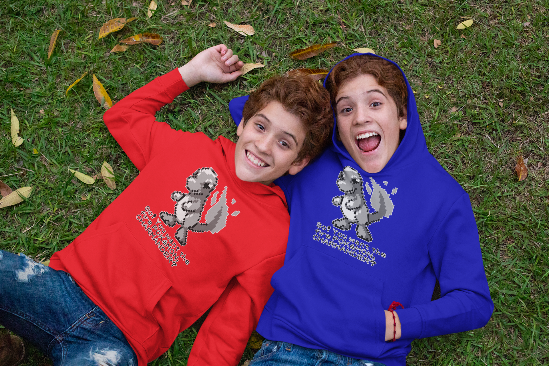 Red & Blue Sprites - So! - PKMN018 - Sudadera Juvenil con Capucha y Cangurera (8 - 14 años)