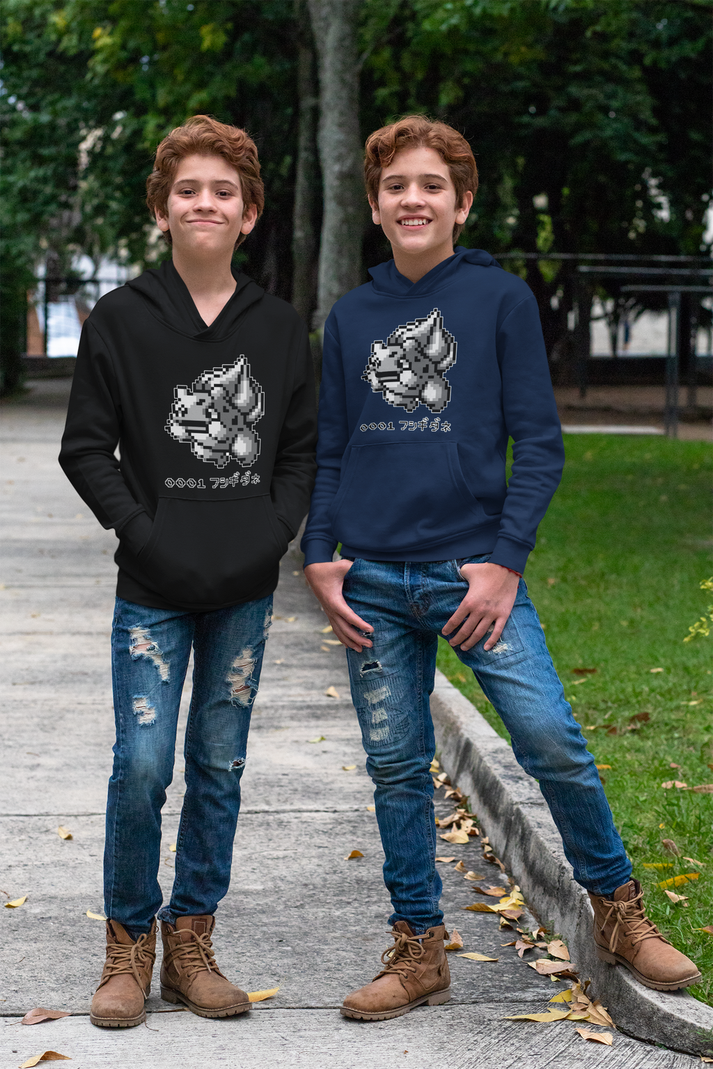 Red & Blue Sprites - PKMN001 - Sudadera Juvenil con Capucha y Cangurera (8 - 14 años)