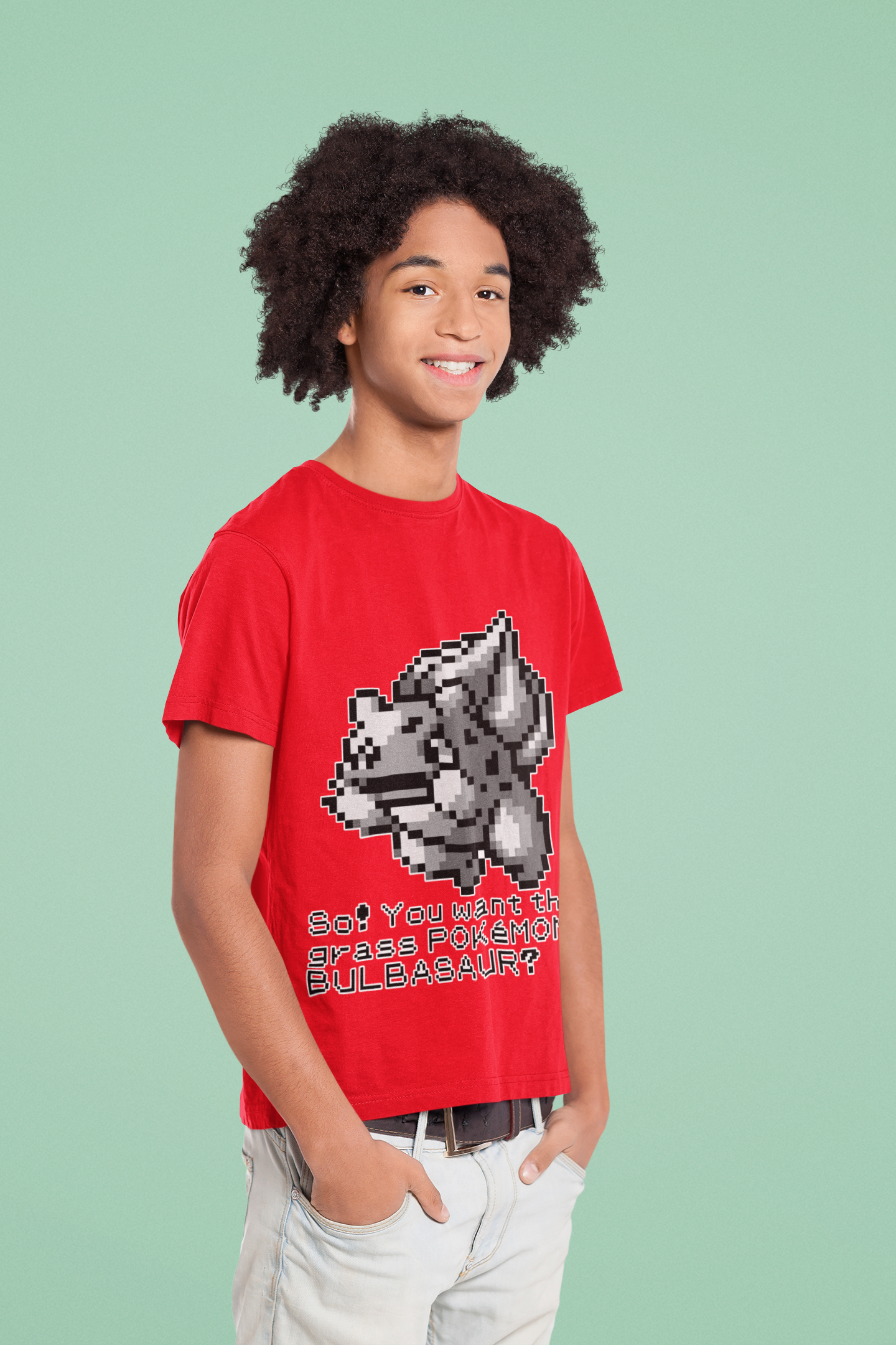 Red & Blue Sprites - So! - PKMN017 - Playera Juvenil Cuello Redondo (8 - 14 años)