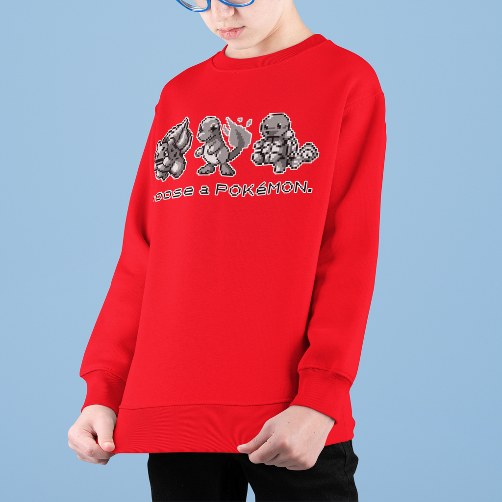 Red & Blue Sprites - CHOOSE - PKMN013 - Sudadera Infantil Cuello Redondo (4 - 7 años)