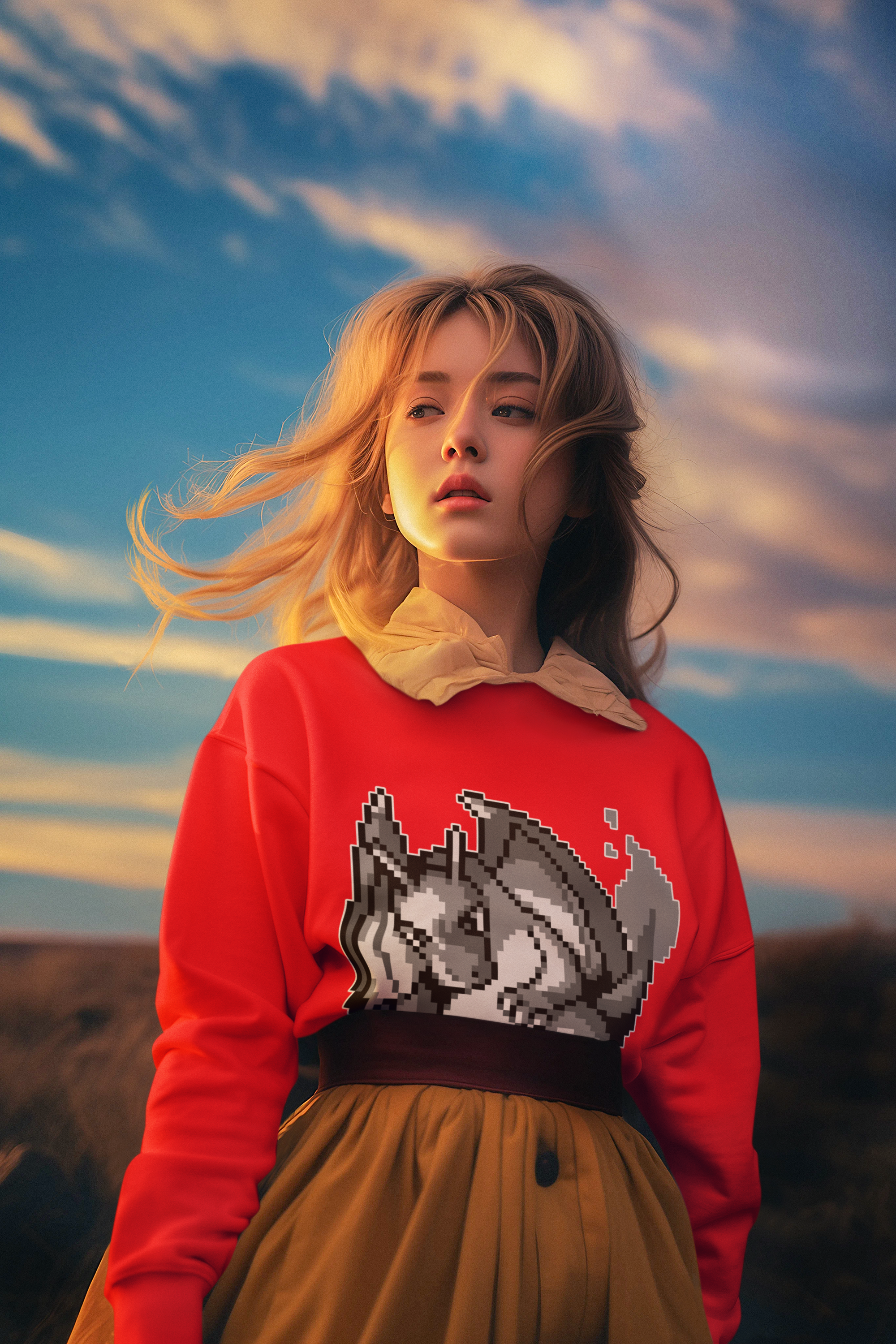 Red & Blue Sprites - PKMN010 - Sudadera Juvenil Cuello Redondo (8 - 14 años)