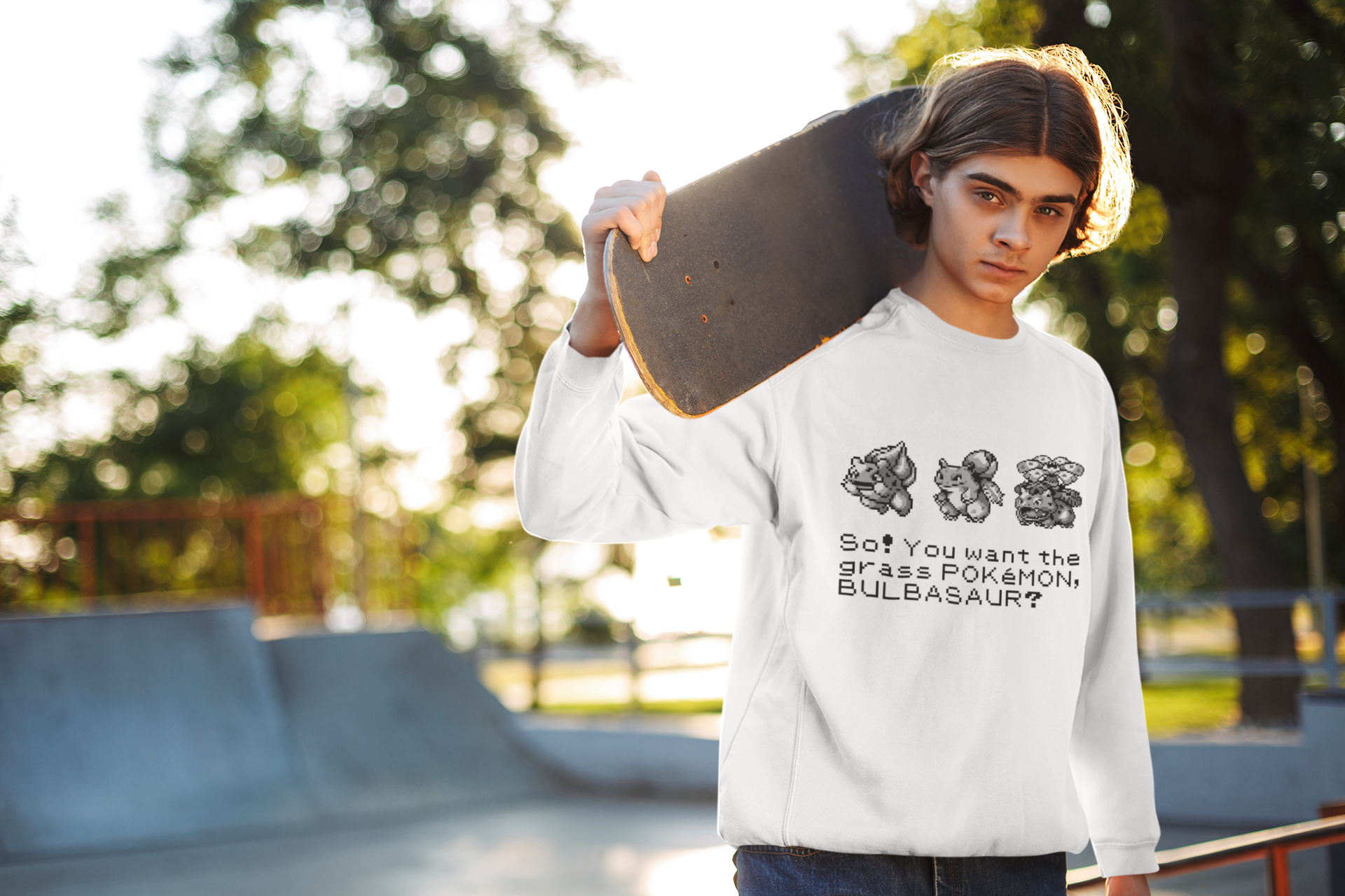 Red & Blue Sprites - So! - PKMN014 - Sudadera Juvenil Cuello Redondo (8 - 14 años)