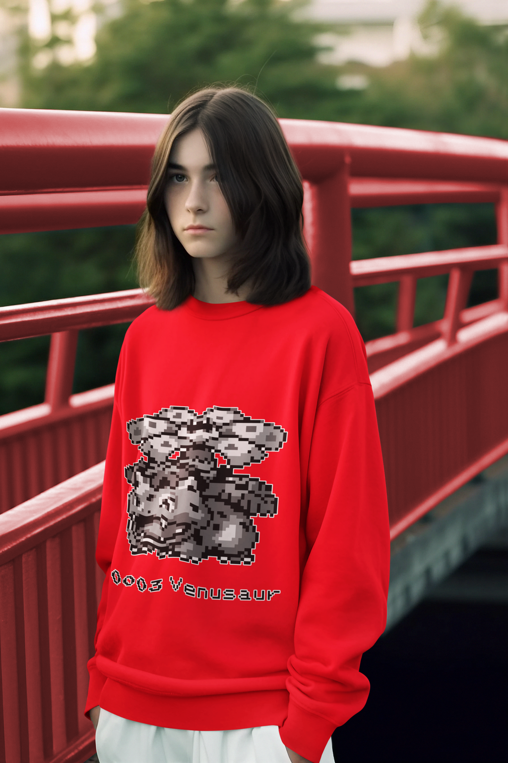 Red & Blue Sprites - PKMN008 - Sudadera Juvenil Cuello Redondo (8 - 14 años)