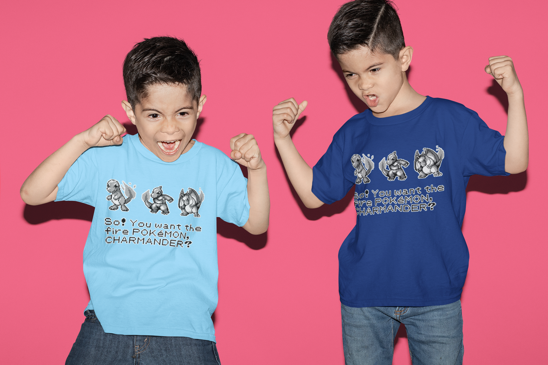 Red & Blue Sprites - So! - PKMN015 - Playera Infantil Cuello Redondo (4 - 7 años)