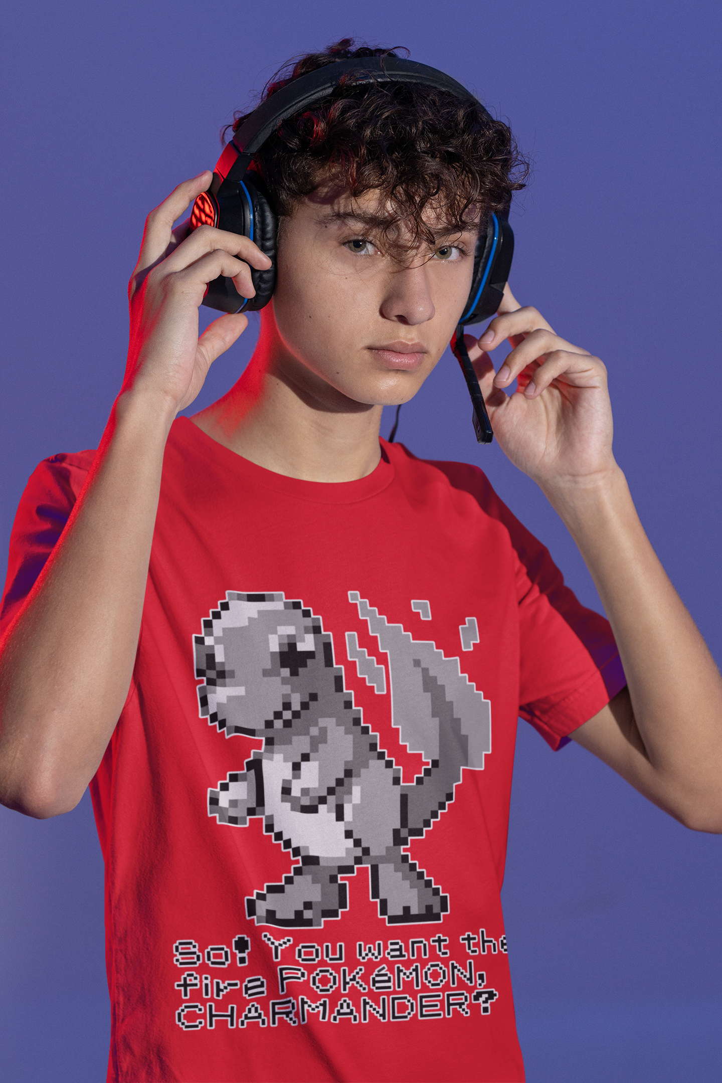 Red & Blue Sprites - So! - PKMN018 - Playera Juvenil Cuello Redondo (8 - 14 años)